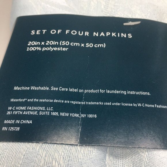 x12 WATERFORD Blue Hydrangea Jacquard Dinner Napkin Set Floral Easter Spring - Picture 6 of 9